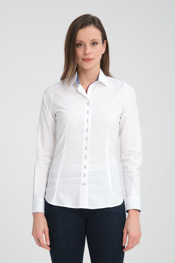 Camicia Donna Beatrice Sport Popelin Stretch Bianco