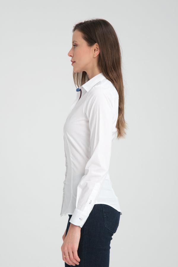 Beatrice Sport Damen Hemd Poplin Stretch Weiss