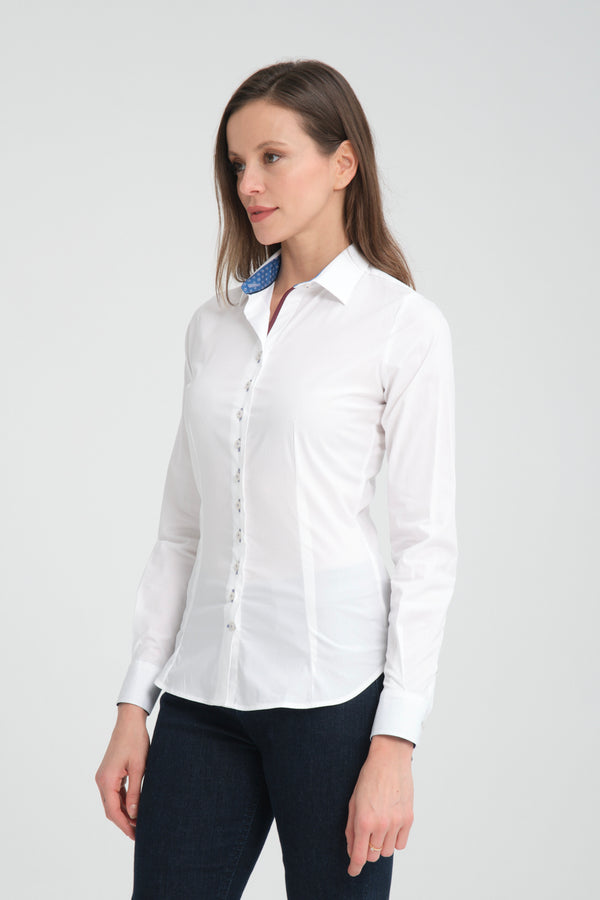 Beatrice Sport Damen Hemd Poplin Stretch Weiss