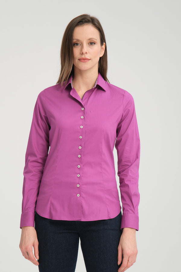 Beatrice Sport Damen Hemd Poplin Stretch Violett