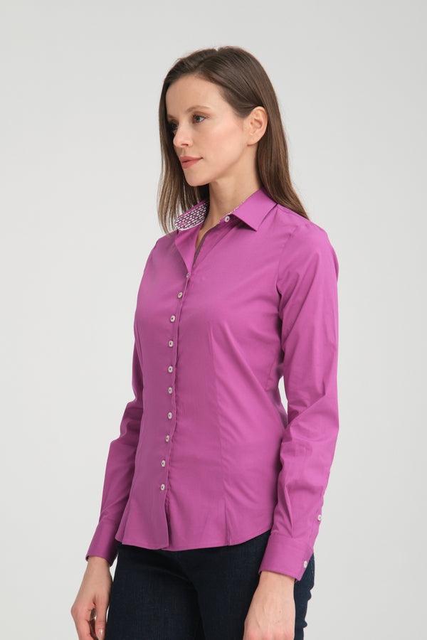 Beatrice Sport Damen Hemd Poplin Stretch Violett