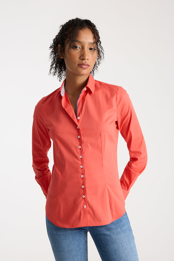 Camicia Donna Beatrice Sport Popelin Stretch Rosso