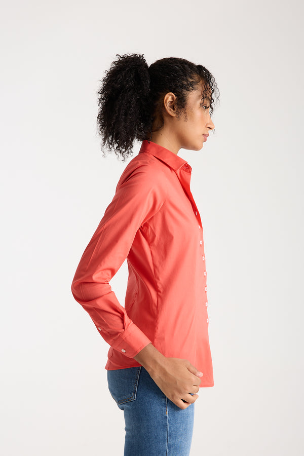 Camicia Donna Beatrice Sport Popelin Stretch Rosso