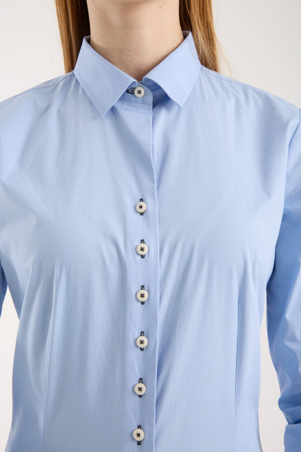 Beatrice Sport Damen Hemd Poplin Stretch Hellblau