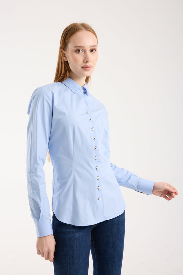 Beatrice Sport Damen Hemd Poplin Stretch Hellblau