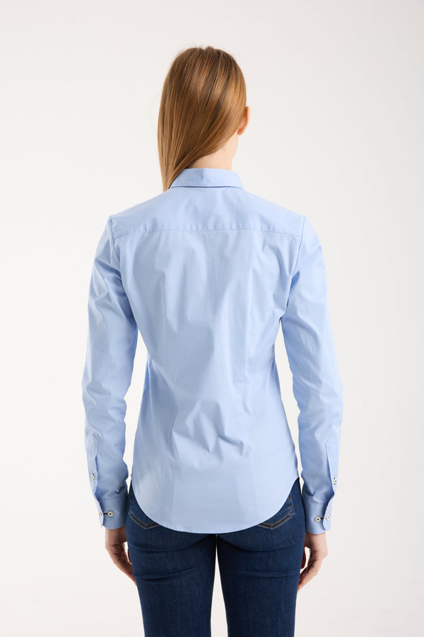 Beatrice Sport Damen Hemd Poplin Stretch Hellblau