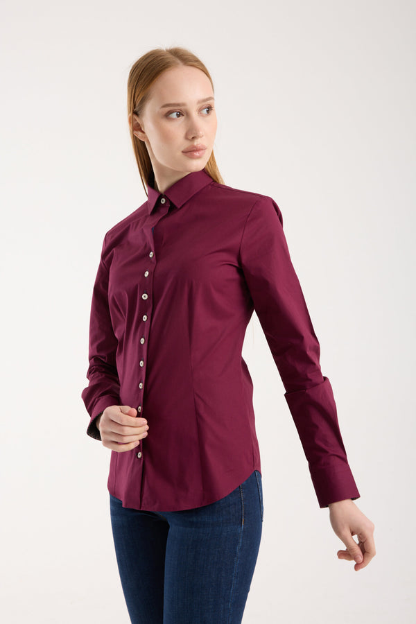 Beatrice Sport Damen Hemd Poplin Stretch Rot