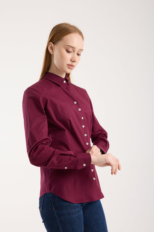 Beatrice Sport Damen Hemd Poplin Stretch Rot