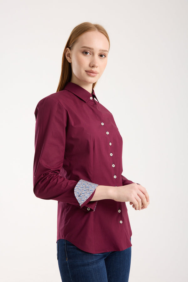 Beatrice Sport Damen Hemd Poplin Stretch Rot