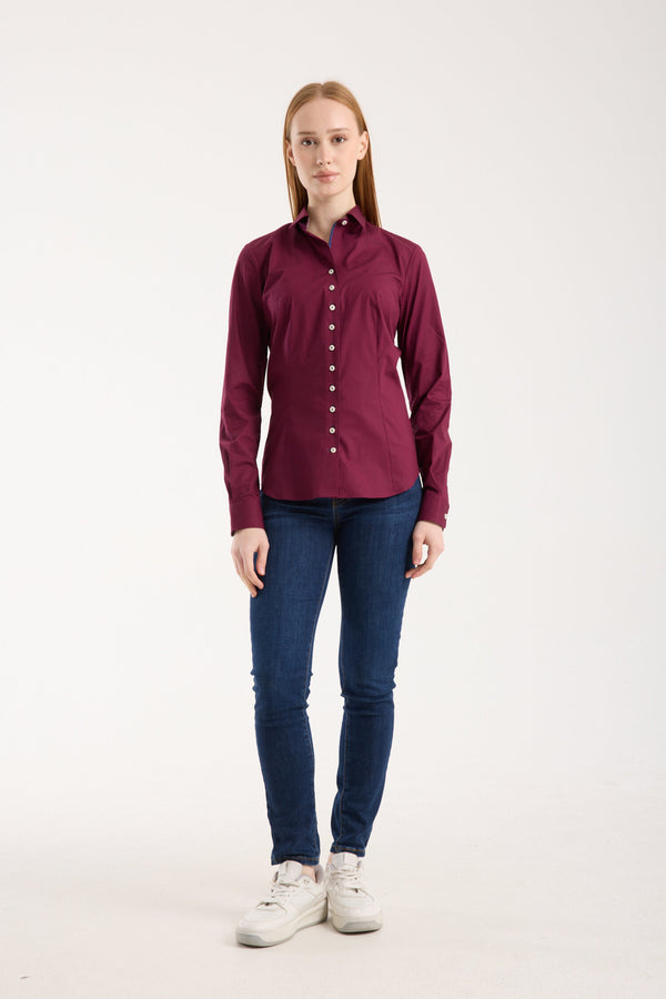 Beatrice Sport Damen Hemd Poplin Stretch Rot