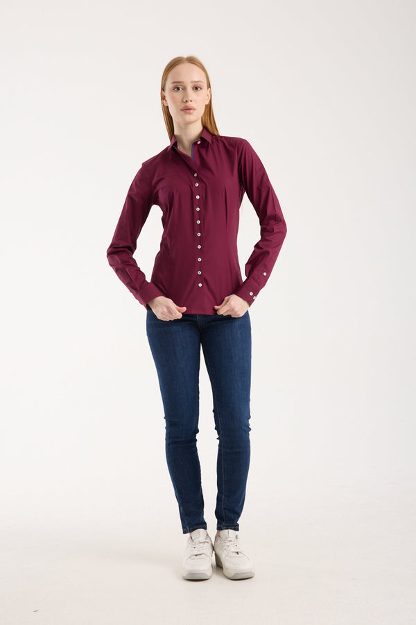 Beatrice Sport Damen Hemd Poplin Stretch Rot