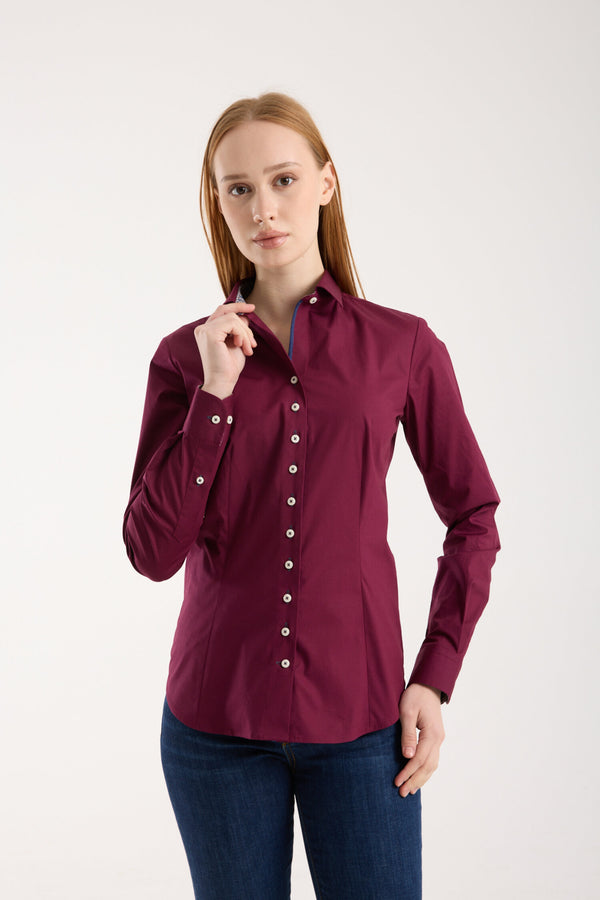 Beatrice Sport Damen Hemd Poplin Stretch Rot