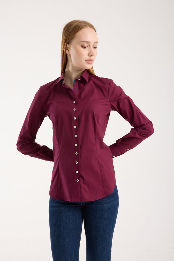 Beatrice Sport Damen Hemd Poplin Stretch Rot