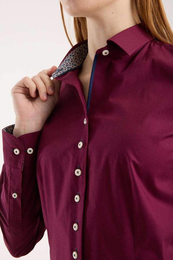 Beatrice Sport Damen Hemd Poplin Stretch Rot