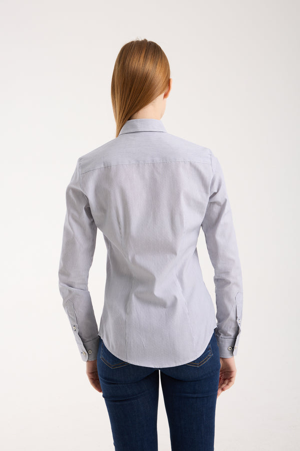 Chemise Femme Beatrice Sport Popelin Blanc Bleu