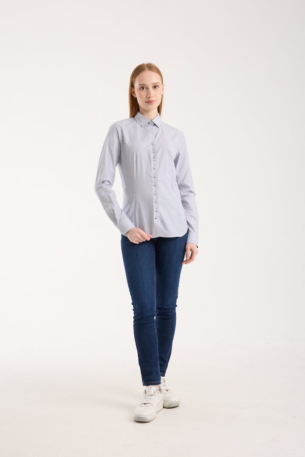 Chemise Femme Beatrice Sport Popelin Blanc Bleu