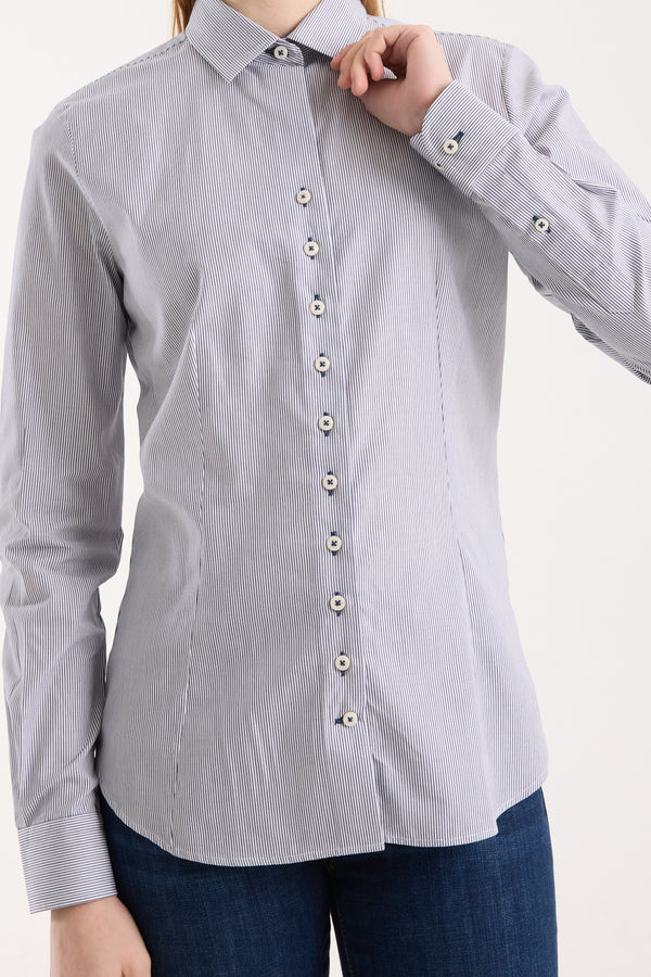 Chemise Femme Beatrice Sport Popelin Blanc Bleu