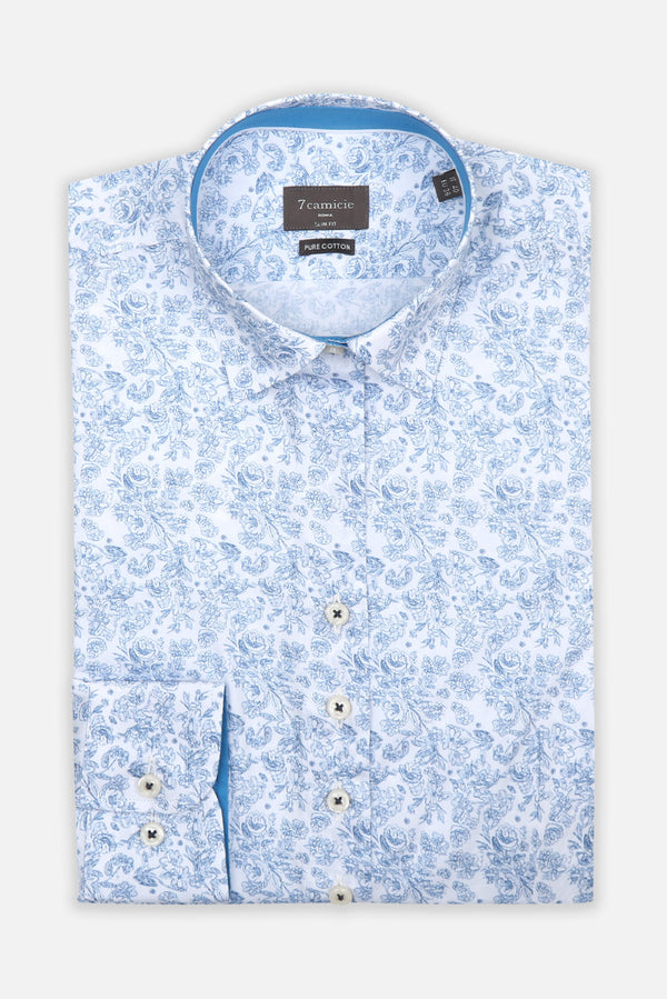 Camicia Donna Sport Popelin Bianco Celeste