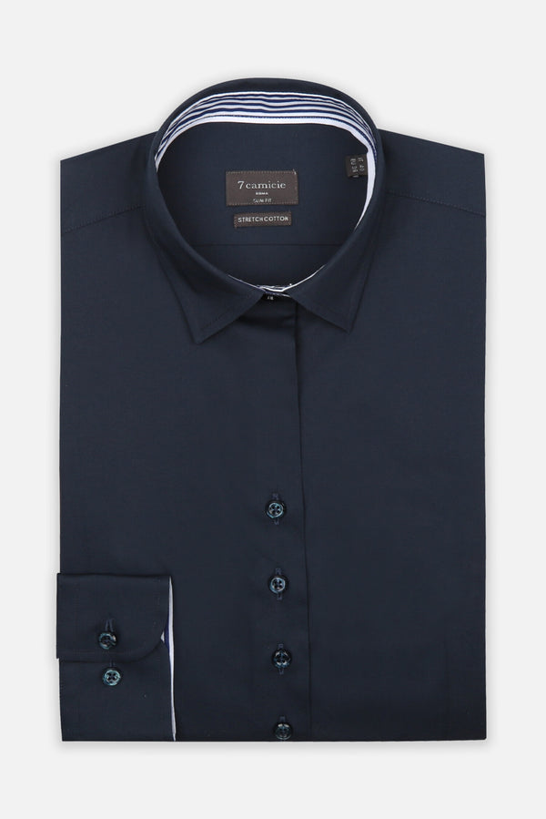 Camicia Donna Sport Popelin Stretch Blu