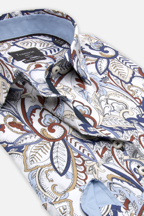 Chemise Femme Sport Popelin Stretch Blanc Bleu