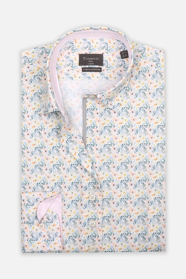 Chemise Femme Sport Popelin Stretch Blanc Orange