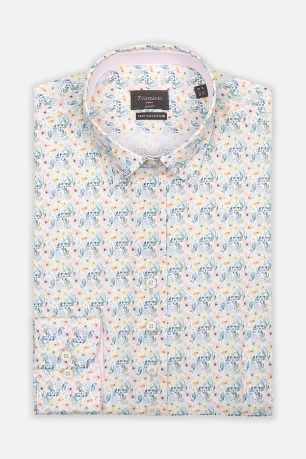 Chemise Femme Sport Popelin Stretch Blanc Orange