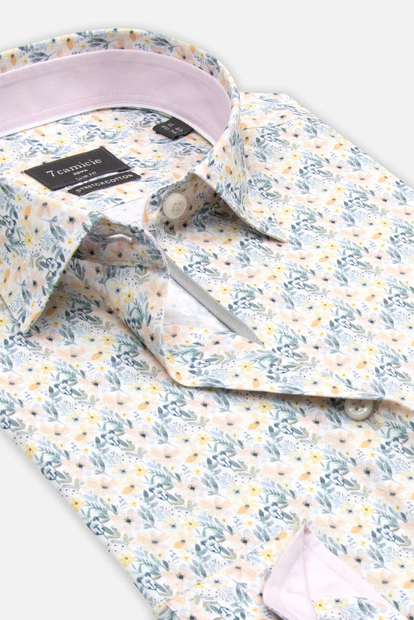 Chemise Femme Sport Popelin Stretch Blanc Orange