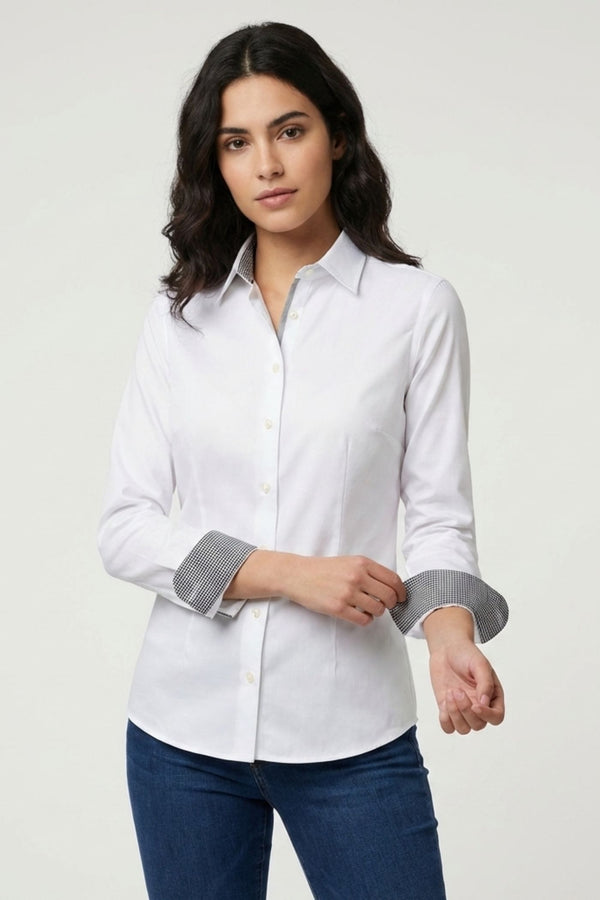 Camicia Donna Sport Satin Bianco