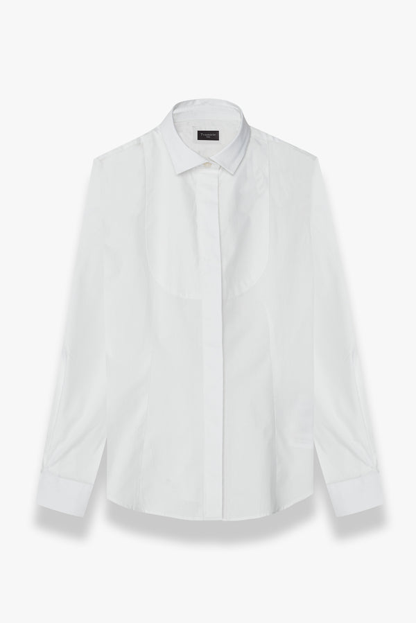 Camicia Donna Tuxedo Popelin Stretch Bianco