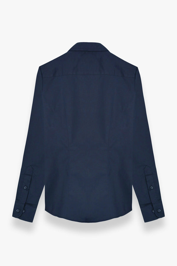 Tuxedo Essential Poplin Stretch Women Shirt Blue