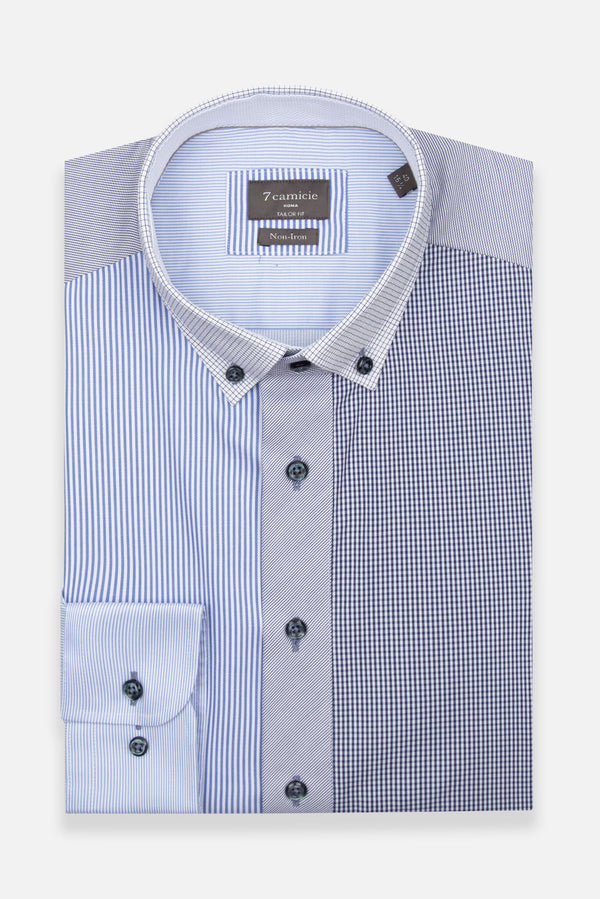 Camicia Uomo Popelin Bianco Celeste No Stiro