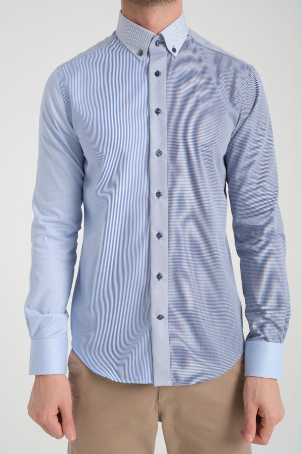 Poplin Man Shirt White Light Blue Non Iron