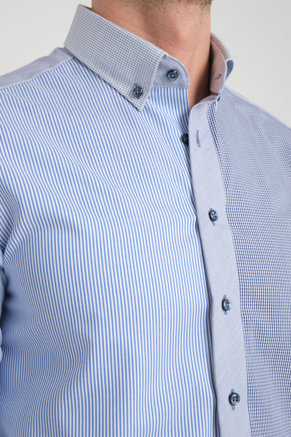 Camicia Uomo Popelin Bianco Celeste No Stiro