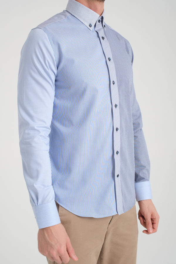 Poplin Man Shirt White Light Blue Non Iron