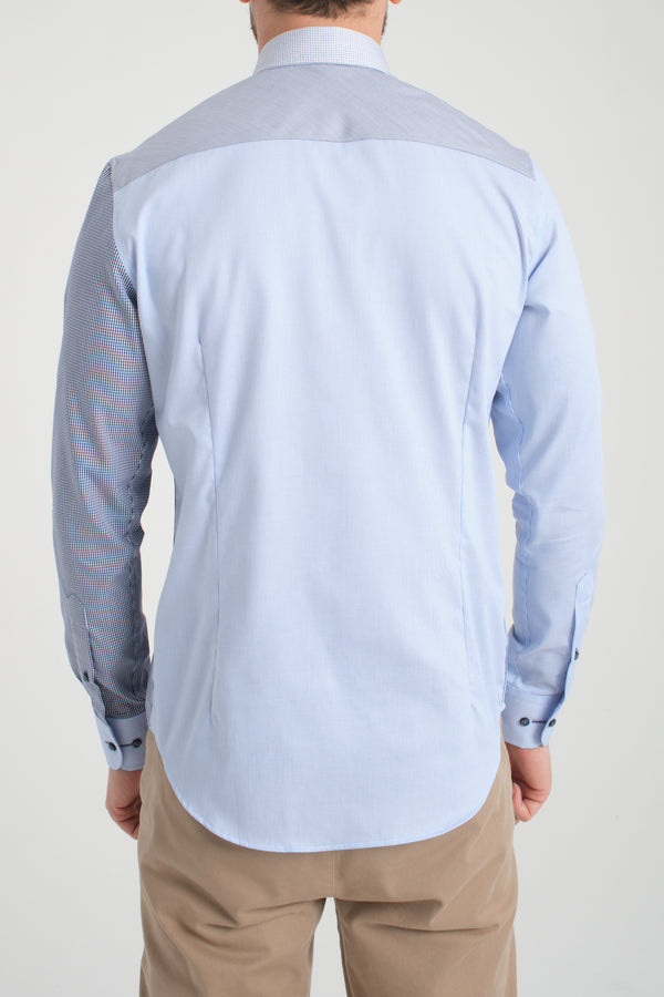 Poplin Man Shirt White Light Blue Non Iron