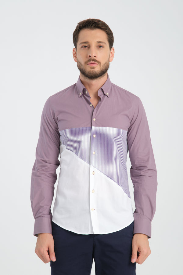 Camicia Uomo Sport Popelin Viola