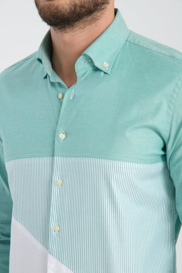 Camicia Uomo Sport Popelin Stretch Verde