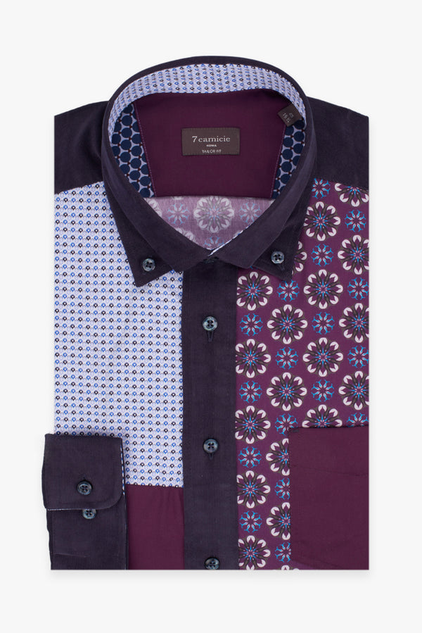 Camisa Hombre Sport Popelin Morado Blanco