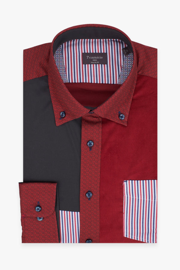 Camicia Uomo Sport Velluto Rosso