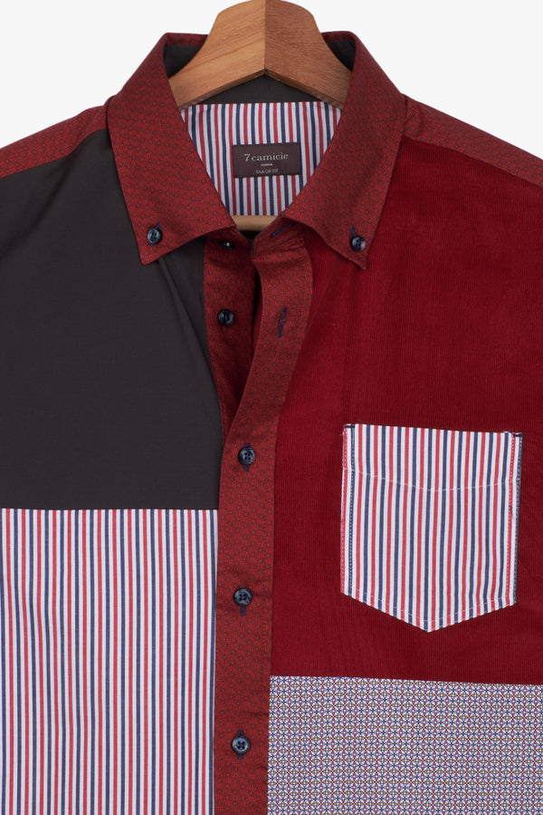 Camicia Uomo Sport Velluto Rosso