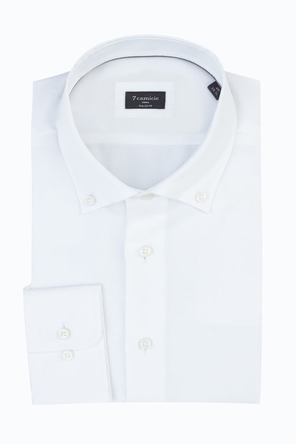 Cesare Essential Herren Hemd Oxford No Iron Weiss Buegelfreie