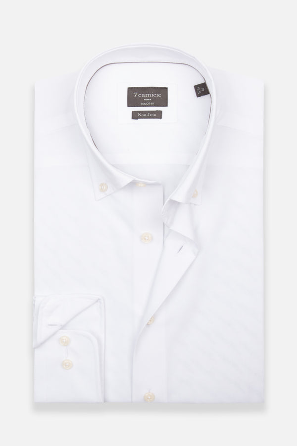 Cesare Essential Herren Hemd Popelin Weiss Buegelfreie