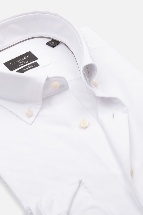Cesare Essential Herren Hemd Popelin Weiss Buegelfreie