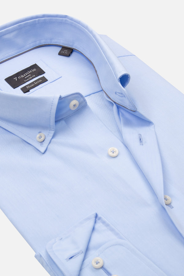 Cesare Essential Herren Hemd Popelin Hellblau Buegelfreie