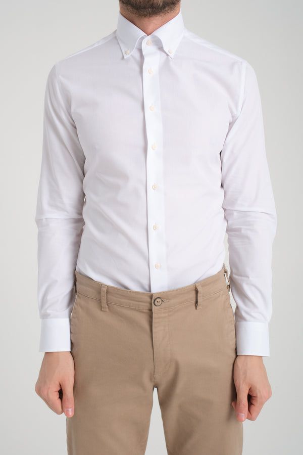 Camicia Uomo Cesare Essential Popelin Bianco No Stiro