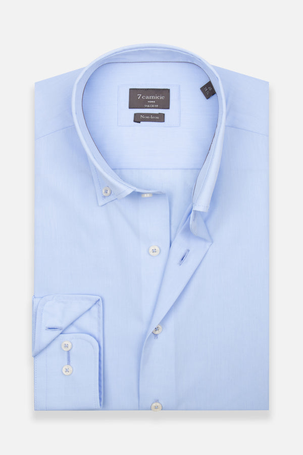 Camicia Uomo Cesare Essential Popelin Celeste No Stiro