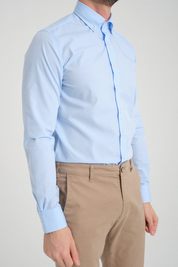 Camicia Uomo Cesare Essential Popelin Celeste No Stiro