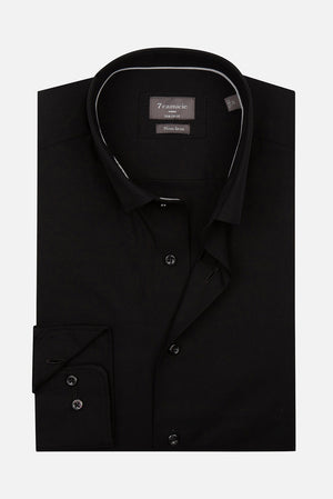 Camisa Hombre Cesare Essential Popelin Negro Sin plancha