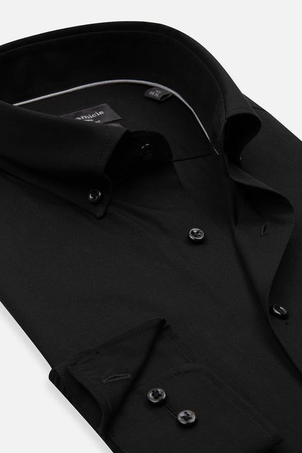 Camisa Hombre Cesare Essential Popelin Negro Sin plancha