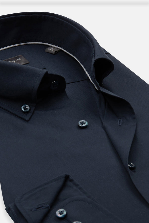 Camisa Hombre Cesare Essential Popelin Azul Sin plancha